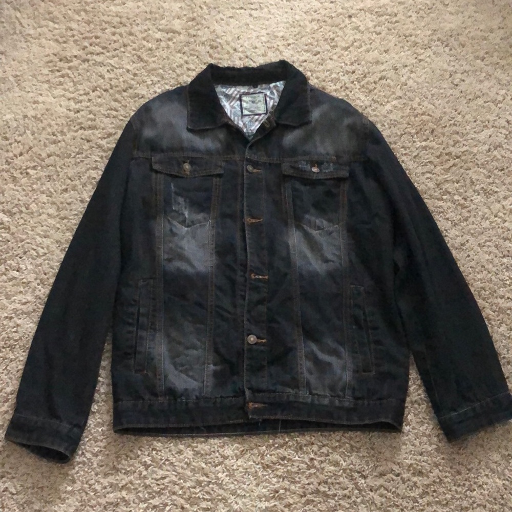 Men Large Black Denim Jacket